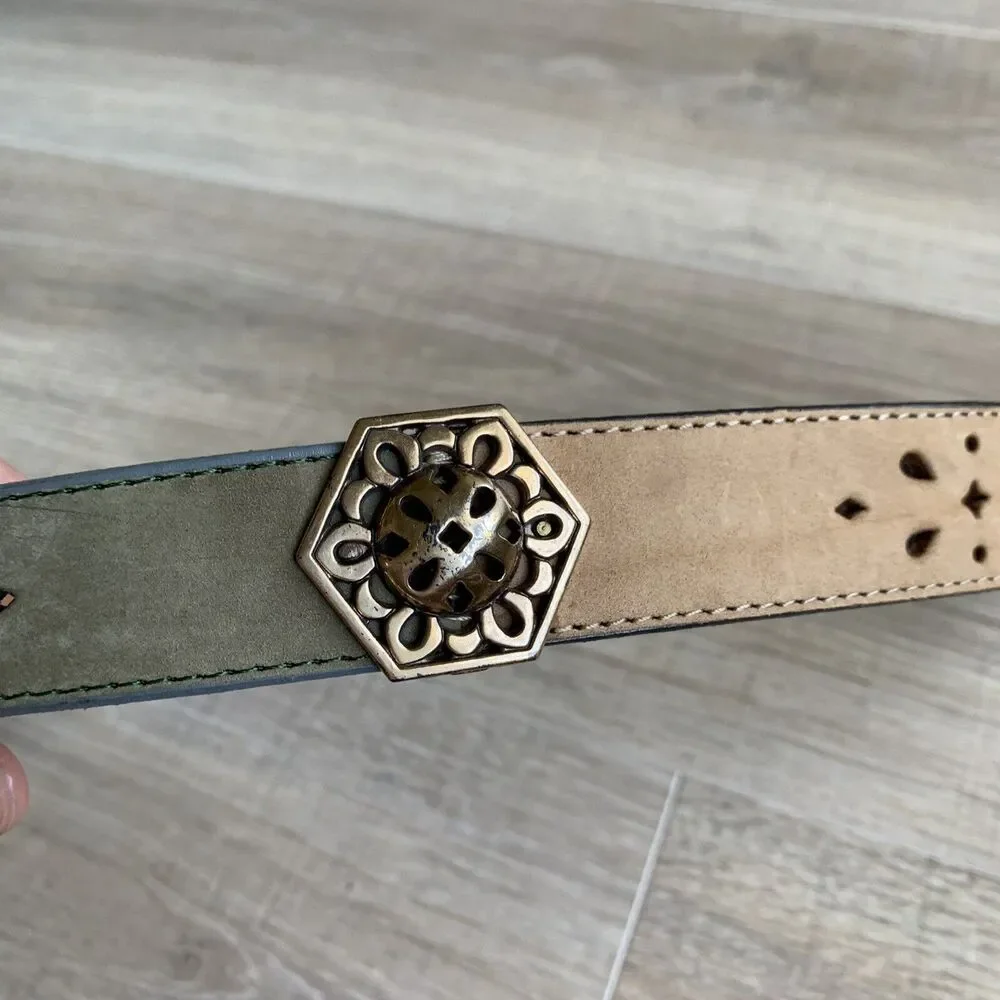 Brighton Womens Multi Color Leather Belt ML 30 39400 Perforated 28.5 - 31.5